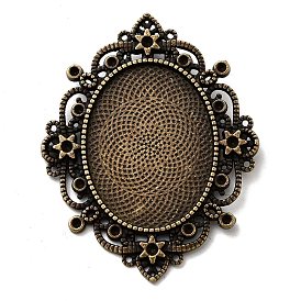 Тибетский стиль сплава горный хрусталь и овальные настройки лотка кабошон, без кадмия и без свинца, овальные, Лоток: 40x30 мм, 65x52x2.5 мм, Отверстие : 4 мм , около 65 шт / 1000 г