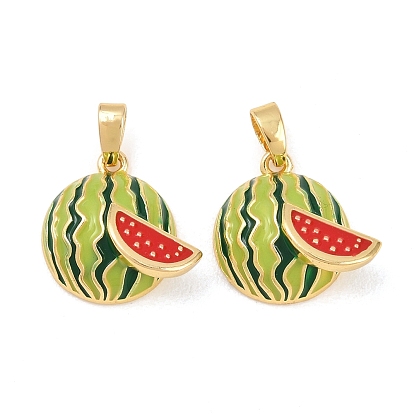 Латунь эмаль подвески, арбузные чары, реальный 18 k позолоченный