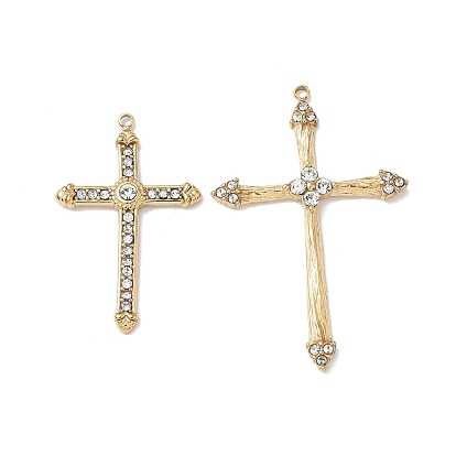 304 подвески из нержавеющей стали, крестик, со стразами, ионное покрытие (ip)
