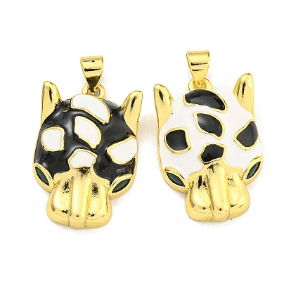 Real 18K Gold Plated Brass Pave Cubic Zirconia Pendants, with Enamel, Cadmium Free & Nickel Free & Lead Free, Horse