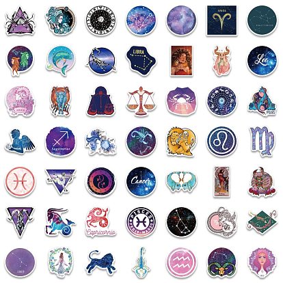 100Pcs Paper Stickers, Self-adhesion, for DIY Albums Diary, Laptop Decoration Cartoon Scrapbooking, Constellation Pattern
