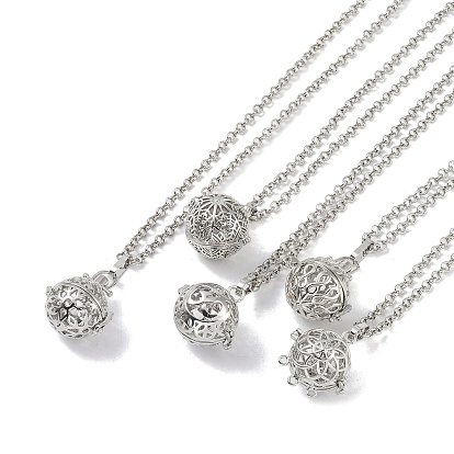 Brass Pendant Necklaces, Iron Rolo Chains, Round