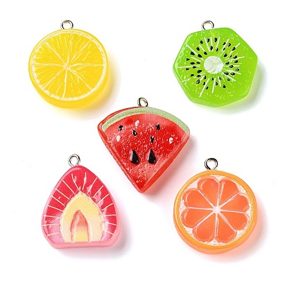 Прозрачные смоляные подвески, фрукты, с железной платиной петлей