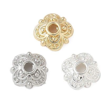 Шапочки и конусы для бусин, латунные, цветок