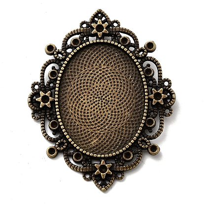 Тибетский стиль сплава горный хрусталь и овальные настройки лотка кабошон, без кадмия и без свинца, овальные, Лоток: 40x30 мм, 65x52x2.5 мм, Отверстие : 4 мм , около 65 шт / 1000 г