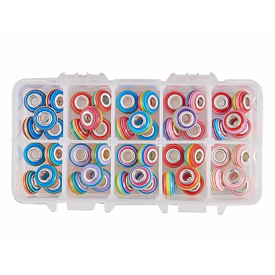 Cmолы европейские шарики, бусины с большим отверстием, с посеребренной латуни двойные сердечники, рондель