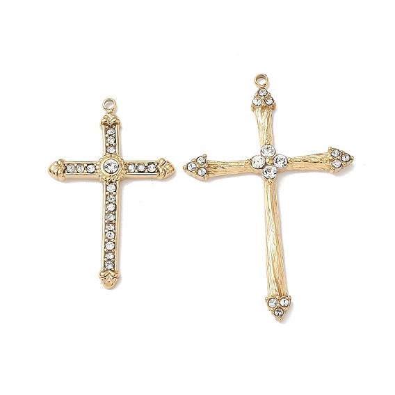 304 подвески из нержавеющей стали, крестик, со стразами, ионное покрытие (ip)