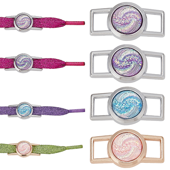 8 шт. 4 цвета сплав и смола шнурки подвески, для аксессуаров украшения обуви, прямоугольник с рисунком туманности