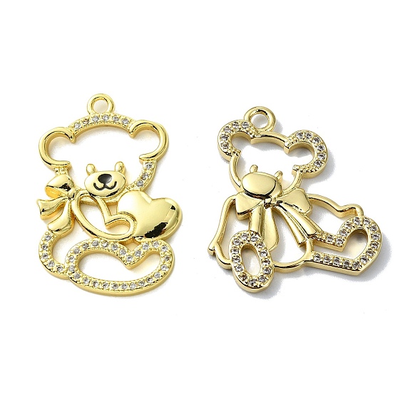 Покрытие стойки настоящее 18k позолоченное латунное микро-паве подвески из кубического циркония, долговечный, без свинца и без кадмия, медведь