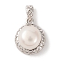 Rhodium Plated 925 Sterling Silver & Natural Shell Half Round Charms with 925 Stamp