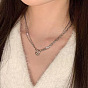 Sweet cool wind pink diamond pendant necklace women clavicle chain high-end design sense niche year female neck chain.