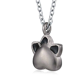 Stainless Steel Pendant Necklaces, Paw Print Urn Ashes Necklaces