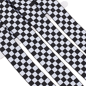 4.3M Polyester Elastic Ribbon, Tartan Pattern, for DIY Clothing Accessories Decorations