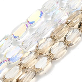 Гальванизируйте прозрачные стеклянные бусины, овальные, граненые, с половиным покрытием