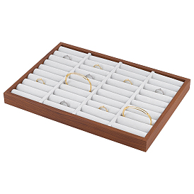 Подставки для ювелирных изделий из орехового дерева, прямоугольные, с флисовой тканью