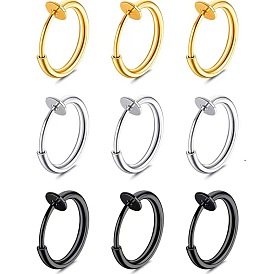 Punk Style 304 Stainless Steel Clip-on Earrings, Spring Hoop Earrings
