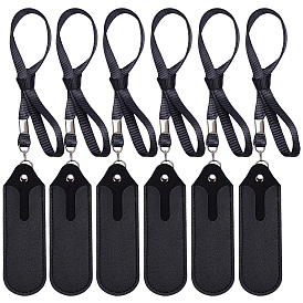 6Pcs Imitation Leather Recording Pen Lanyard Pouch, with Rope and Alloy Finding