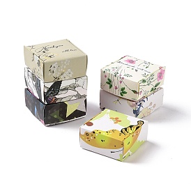 Квадратные бумажные подарочные коробки, складная коробка для подарочной упаковки, цветочный/бабочка/звездный узор