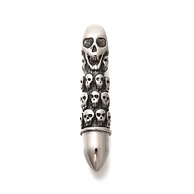 304 Stainless Steel Pendants, Skull Bullet Charm