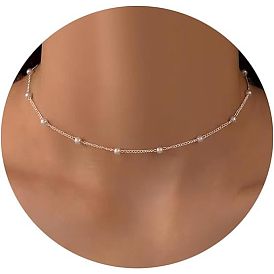 Простые стильные ожерелья из сплава и искусственного жемчуга с круглыми звеньями для женщин, белые