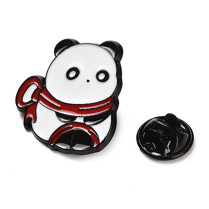 Pig/Dog/Cat Shape/Duck/Rabbit/Panda/Penguin Animal Wrapped in Red Ribbon Alloy Enamel Pins Brooch, for Backpack Clothes