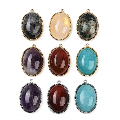 Природных драгоценных камней подвески, 304 из нержавеющей стали овальные амулеты