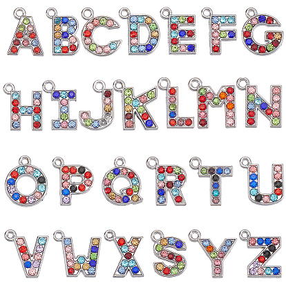 52 шт 26 стили подвески из сплава, со стеклянными стразами