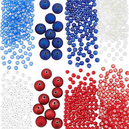 8 Styles Baseball Themed Party Acrylic Beads, Round