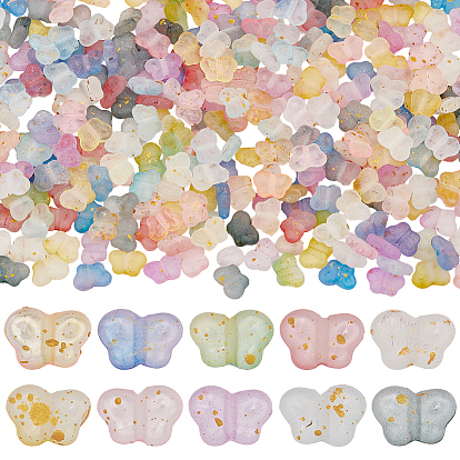 400 шт. 10 градиентные прозрачные акриловые бусины разных цветов, с золотой фольгой, бабочка