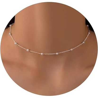 Простые стильные ожерелья из сплава и искусственного жемчуга с круглыми звеньями для женщин, белые