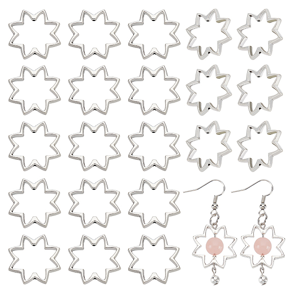 60Pcs Tibetan Style Alloy Bead Frame, Lead Free & Cadmium Free, Flower