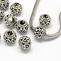 Alloy European Beads, Large Hole Beads, Rondelle, Hollow, 11x9mm, Hole: 4.5mm
