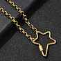 304 Женские ожерелья-цепочки Rolo с застежкой-звездочкой из нержавеющей стали, ионное покрытие (ip)