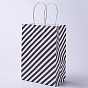 kraft Paper Bags, with Handles, Gift Bags, Shopping Bags, Rectangle, Diagonal Stripe Pattern