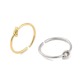 Simple Knotted 304 Stainless Steel Open Cuff Ring for Women Men