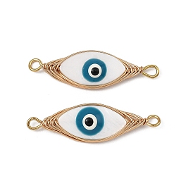 Подвески-коннекторы в виде конского глаза из натуральной пресноводной раковины с медной обмоткой в виде елочки, белые