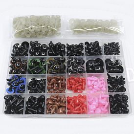 Craft Plastic Doll Eyes & Nose Set, with Plastic Washers, Mixed Shapes, Doll Making Supplies
