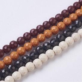Natural Hokutolite Beads Strands, Faceted(128 Facets), Round, Dyed