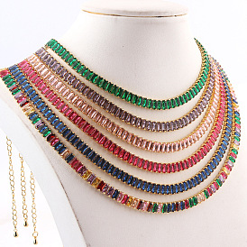 Chic Colorful Gemstone Necklace with Sparkling Zirconia Stones for Women