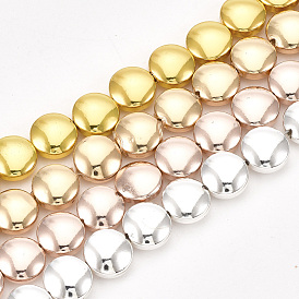 Electroplate Non-magnetic Synthetic Hematite Beads Strands, Flat Round