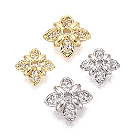 Колпачки для бусин из прозрачного кубического циркония из латуни, цветок