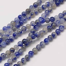 Natural Gemstone Blue Spot Jasper Round Beads Strands, Grade A