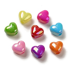 Plating Opaque Acrylic Beads, AB Color, Heart