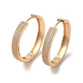 Brass Micro Pave Cubic Zirconia Hoop Earrings for Women, Hollow Ring
