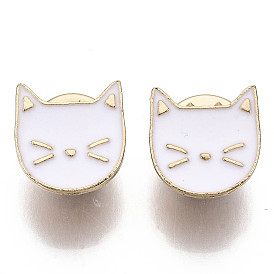 Broches en alliage, broche en émail, avec embrayages papillon, forme de chat, or et de lumière