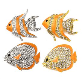 Zinc Alloy Crystal Rhinestone Resin Fish Brooch, Enamel Pins