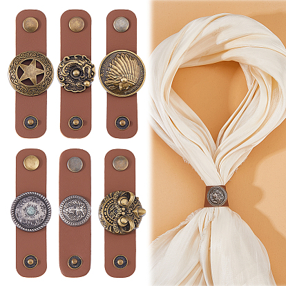 7шт. 7 стили зажимов для шарфов из античной бронзы и цинкового сплава, разнообразные