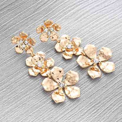 Серьги-гвоздики из цинкового сплава с цветком, со стразами, 304 штифты из нержавеющей стали