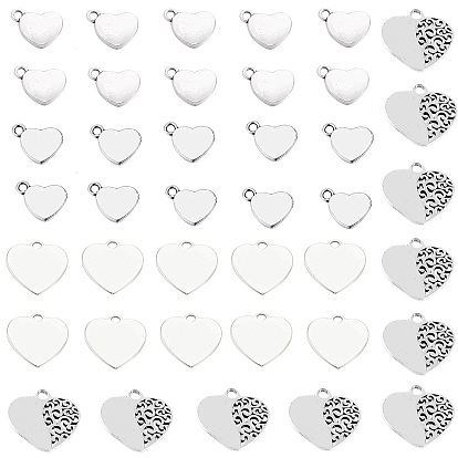 40Pcs 4 Style Mother's Day Theme Tibetan Style Alloy Pendants, Heart with Word