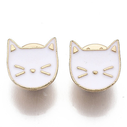 Broches en alliage, broche en émail, avec embrayages papillon, forme de chat, or et de lumière